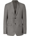 Perfectly tailored and incredibly chic, Jil Sanders slim fitting wool blazer is essential for modern-minimalist looks - Thin notched lapel, button closures, flap pockets, back vent - Wear as a suit with matching trousers, or with crisply tailored shirts and favorite jeans