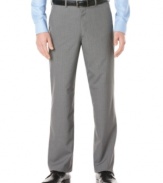 These elegant pants by Perry Ellis work well with a button front shirt and cardigan or a pullover sweater in addition to the vest and blazer this is part of.