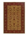 A larger-diameter octagon that is ideal for oversized rooms. A modern take on antique tapestries, the Everest Tabriz Gold area rugs feature a floral blend of red flowers and leafy silhouettes set against a beige background, and an ornate burgundy border. Fashioned using the most advanced method available for heat-set polypropylene, this super-dense power-loom weave creates a natural appearance without sacrificing the soft luxury finish of hand-woven rugs. One-year limited warranty (defects due to manufacturing).