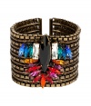 Add an artful finish to your edgy Downtown look with Dannijos statement layered cuff bracelet, finished with multicolored crystals for unique results guaranteed to make an impact - Layered oxidized brass - Wear with tailored work dresses or colorful flirty cocktail sheaths