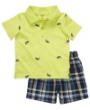 Sunny days and smiles will be ahead when he's in this darling polo shirt and plaid short set from Carter's.