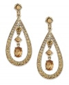 Make an entrance in these charming drops by Charter Club. The teardrop shaped is accented with topaz tone glass accents, while three stones drop at the center. Crafted in 14k gold-plated mixed metal. Approximate drop: 1-3/4 inches.