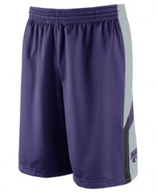 Get your game on while supporting your favorite NCAA team with these Kansas State Wildcats basketball shorts featuring Dri-Fit technology from Nike.