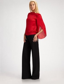 A must-have wide leg pant in a traditional wool blend.Darted at waist Side zip closure Wide leg Inseam, about 34 92% wool/6% nylon/2% elastan Dry clean Imported Additional Information Women's Premier Designer & Contemporary Size Guide 