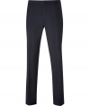 With their sharp modern fit and classic shade of luxe navy virgin wool, Burberry Londons Mansell trousers put a chic, sartorial spin on workwear - Flat front, side and buttoned back slit pockets, sharply creased leg, hidden hook and button closures, zip fly, belt loops, unfinished hemline for custom tailoring - Modern slim fit, narrow straight leg - Team with the matching blazer and a flawless button-down for work, or dress down with a pullover and Chelsea boots for weekday sophistication