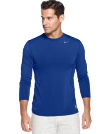 Stay streamlined and in high gear with this fitted performance shirt from Nike featuring Dri-Fit technology.