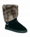 No matter how low the temperature drops, you'll look cool and keep warm in Style&co.'s Muffy cold weather boots! Made in suede with a round-toe shape, they feature faux fur detailing and an adjustable silver buckle, in addition to cozy pile lining inside.