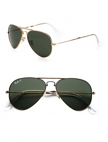 Classic metal aviator sunglasses fold to fit into your pocket. Available in gold with green crystal lens.Metal temples100% UV protectionMade in Italy 