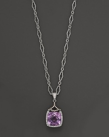 Badgley Mischka Amethyst Pendant Necklace With White And Brown Diamonds, 18