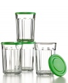 Twice as nice. Not only does this set of Luminarc highball glasses serve up your favorite drinks in a stylish and modern way, they also make versatile stackable storage jars that keep your food fresh and safe with the BPA-free plastic lids. Made in USA.