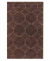 Interlocking circles create a lush geometric pattern that help shape any room on this rich brown area rug from Surya. Hand-tufted from poly-acrylic fibers that provide luxurious softness without shedding, this rug adds a striking, easy-maintenance accent to any living space.