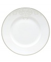 Refine your formal table with classic cream and white dinner plates. Trimmed in platinum and accented with a raised dot and scroll pattern, this china dinnerware from Lenox brings contemporary grace to special occasions. A pearlized finish adds subtle shimmer. Qualifies for Rebate