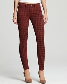 A faded houndstooth print lends irreverent sophistication to these impeccably crafted J Brand capri jeans.