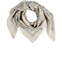 With a fantastical creature print and light white coloring, McQ Alexander McQueens silk-cotton scarf lends a unique edge of intrigue to any outfit - Stitched edges, solid border - Wear bandana-style with a tissue tee, jeans and leather biker jacket