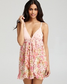 A painterly print adorns this feminine chemise from Oscar de la Renta Pink Label.