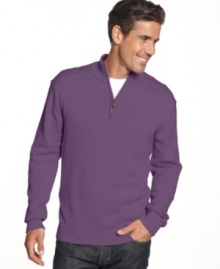 Basic doesn't need to be bland. Get sleek style in this 1/4-zip sweater from Oscar de la Renta.