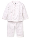 Snuggly and soft with an easy on and off snap front, this pink dot Noa Lily pajama set promises sweet dreams.