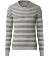 Take the stripe trend into the new season with Burberry Londons sophisticated tonal grey sweater - Round neckline, long sleeves, fine ribbed trim - Slim fit - Channel classic style and wear with a button-down, jeans and lace-ups