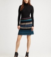 Ride the wave of style with this knit skirt featuring a gorgeous pattern and a hint of stretch for an enviable fit.Elasticized, knit waistbandScalloped hemPull-on styleFully linedAbout 23 long47% wool/24% cotton/10% viscose/10% acrylic/5% nylon/3% alpaca/1% elastaneDry cleanMade in Italy of imported fabric Model shown is 5'11 (180cm) wearing US size 4. Additional Information Women's Premier Designer & Contemporary Size Guide 