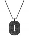 On the dark side. Crafted in hematite tone mixed metal with black-hued glittering glass accents, Vince Camuto's oblong-shaped pendant necklace makes a striking statement. Approximate length: 18 inches. Approximate drop: 1 inch.