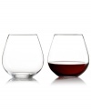 Round and robust, this glass is recommended for full-bodied reds like Pinot Noir and Nebbiolo. Providing plenty of room for the wine to breath, it stands 4 1/2 tall and holds 23 7/8 ounces. Sold in sets of two. First from left.