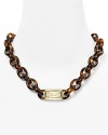 Michael Kors' shows its mastery of ever-chic style with this plated metal necklace, accented by retro tortoise shell links.