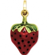 Sweet and stylish! This brightly-colored red and green enamel strawberry charm infuses your look with a drop of color. Crafted in 14k white gold. Chain not included. Approximate length: 7/10 inch. Approximate width: 2/5 inch.