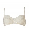 Channel vintage-inspired romance in this ultra-luxe lacy bra from La Perla - Soft lace-detailed cups, lace-up front, adjustable wide set straps, front bow details, back hook and eye closure - Perfect under virtually any outfit or paired with matching panties for stylish lounging