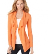 A perfect layering piece, infuse a bit of brightness into your outfit with this Calvin Klein open-front cardigan!