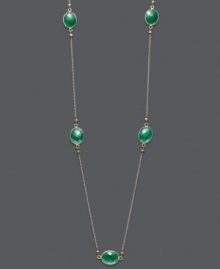 Long and luxurious. Wrap this stylish, Studio Silver design around your neck for a bold and brilliant look. Crafted in 18k gold over sterling silver and sterling silver with oval-cut green agate (45-3/8 mm). Approximate length: 38 inches.