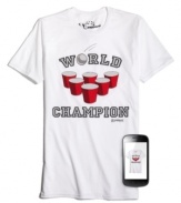 Show the world who's reigning champ-this Zapparel tee comes to life thanks to the latest technology. Simply download the Zappar app for your iPhone or Android and select the Zapparel icon to locate your shirt. Once you find it, tap the Zap button and point your phone at your shirt. Its cutting-edge graphic will come to life with explosive, multidimensional detail.