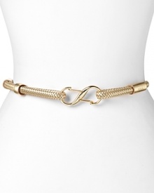 Lauren Ralph Lauren makes a definitive waistline statement with this tubular leather belt, accented by an eye-catching clip connector.