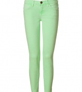 Stylish jeans in fine, bright green cotton stretch blend - The seasons must-have from cult American denim label Current Elliott - On-trend, 7/8 cut crops at ankles - Low rise, ultra-fitted silhouette flatters every curve - Traditional five-pocket style with belt loops, zip fly and button closure - Sexy and chic, easily dressed up or down - Pair with a tank, blazer and wedges, or go for a more casual look with a tunic top or boyfriend cardigan and flat sandals