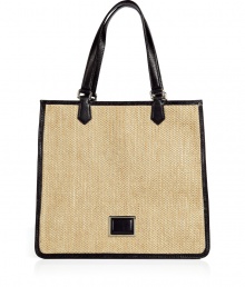 Get your style summer-ready with this chic straw shoulder bag from Marc by Marc Jacobs - Classic carryall shape, contrasting black trim, two top carrying handles - Pair with a floral mini-dress, an oversized cardigan, and wedge heels