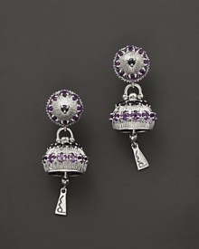 Inspired by Zen philosophy, these earrings from Paul Morelli gleam with intricately detailed sterling silver meditation bells, set with amethyst and black spinel.