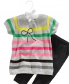 Bright stripes and a cozy fit give this First Impressions sweater and leggings set its cute and comfy style.