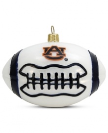 Team and Christmas spirit go hand in hand with the Auburn football ornament. Hand-painted glass is something students, alum and fans will cheer.