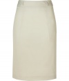 Inject instant chic to your workweek attire with this figure-flattering Schumacher pencil skirt -Classic pencil silhouette, front seaming detail, belt loops, exposed back zip closure - Wear with nude fishnets, a tie-neck blouse, and peep-toe platforms