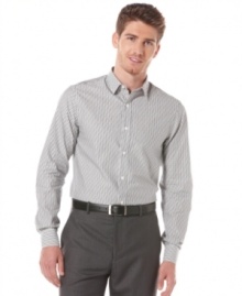 This Perry Ellis button-down offers a slim stylish fit and a classic striped design.