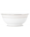 Modern yet timeless, this fine china serving bowl is sure to satisfy the style-hungry host. From Lenox dinnerware, the dishes from the Opal Innocence Stripe collection are simply dressed in cream and white stripes and finished with a polished platinum trim, creating an ultra-chic setting to enjoy celebratory meals. Qualifies for Rebate