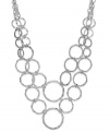 Add a captivating look to your attire with this circle link necklace from Macy's. Crafted in silver tone mixed metal. Approximate length: 15 inches + 3-inch extender. Approximate drop: 3 inches.