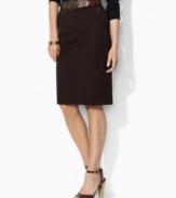 Tailored in a classic pencil silhouette, Lauren by Ralph Lauren's cotton twill skirt is designed with a hint of stretch for a sleek, flattering fit.