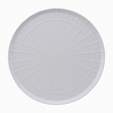 Modern in design with a raised circular pattern, made from French Limoges Porcelain. Dishwasher and microwave safe.