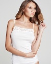 A cute camisole from Hanro with an embroidered lace neckline and shoulder straps.