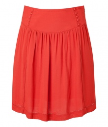 Featuring a bold hue and a romantic pleated silhouette, this chic swing skirt from Paul & Joe Sister will elevate your workweek style - Wide fitted waistband with button details, pleated full skirt, concealed back zip closure - Wear with a cowl neck pullover or a statement tank and a blazer