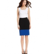 Graphic colorblocking adds a bold splash of color to this Alfani pencil skirt -- perfect for a stylish workwear wardrobe!