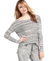 Material Girl's sweater is bold with a low scoop neckline at the back, a high-low hem and sequined shimmer throughout.