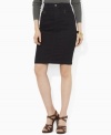 Lauren Jeans Co.'s sleek pencil skirt is rendered in stretch denim for easy, casual style.