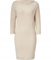 Luxurious knit dress in a fine cashmere blend - Wonderfully flattering and comfortable thanks to a little stretch - In an elegant neutral shade - Slim silhouette, feminine fitted and mini short - With a wide ballerina neckline and long sleeves - A blend of feminine, professional and trendy - because depending on your accessories, the dress can be seen in a completely new and different light - Cool with a biker jacket and rugged boots, sexy with long necklaces and strappy sandals, classic with pearls and pumps