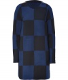 A sixties-inspired checker print covers this chic sweater dress from Marc by Marc Jacobs- Round neck, long sleeves, zip-detailed shoulders, boxy silhouette, all-over check pattern - Wear with an oversized cardigan, knit tights, and high heel booties